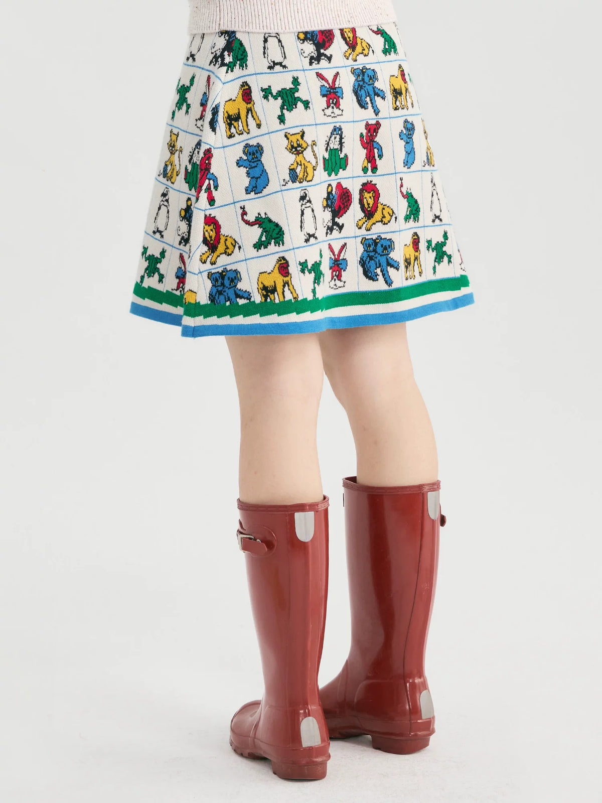 tntntutu - Colorful Animal Jacquard Knit A-Line Skirt skirt tntntutu