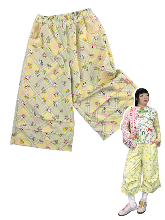 shishihshop - Yellow Grenn Soft Denim Cropped Pants pants shishihshop