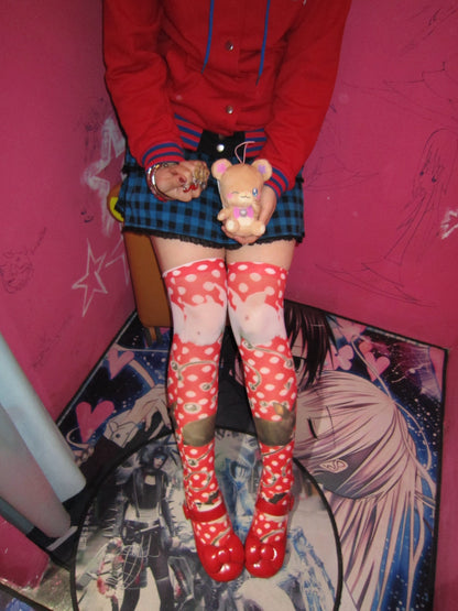 ki00bi00 - Red Polka Dot Thigh Socks socks ki00bi00