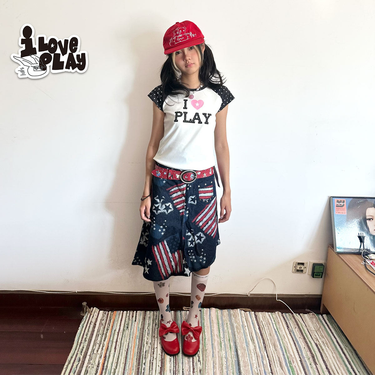 loveplay – Y2K Gem Print Mid Socks socks loveplay