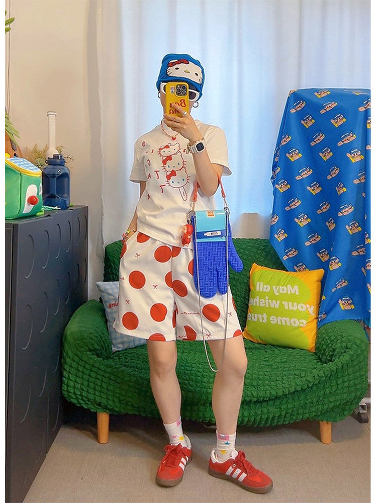KURIOSITAET - Decora Kei White Polka Dot Shorts shorts KURIOSITAET