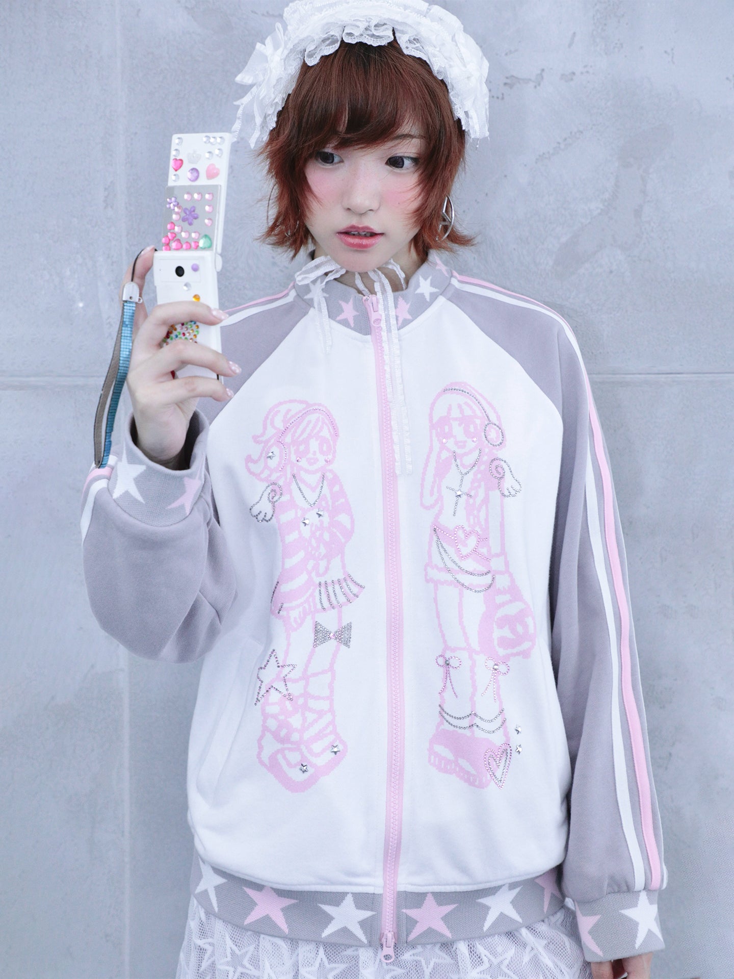 Hashtag DDD - Kawaii Rhinestone Twin-Star Jacket jacket Hashtag DDD