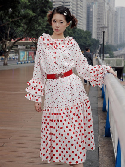 Nanjun Vintage - Polka Dot Petal Collar Dress dress Nanjun Vintage