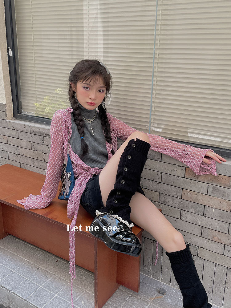 LET ME SEE Button Leg Warmers | Multicolor Knit Leg Covers leg warmmers let me see