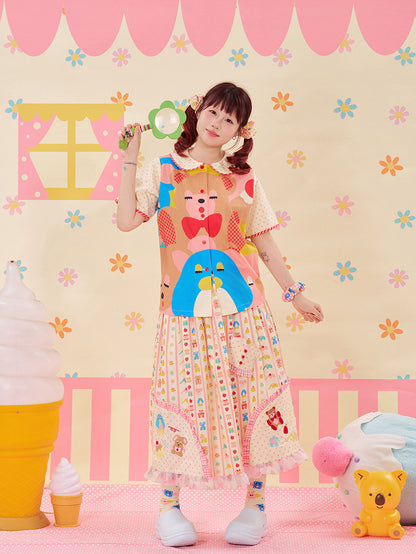 NIKKOU - Animal Embroidered Lace Skirt skirt Nikkou home