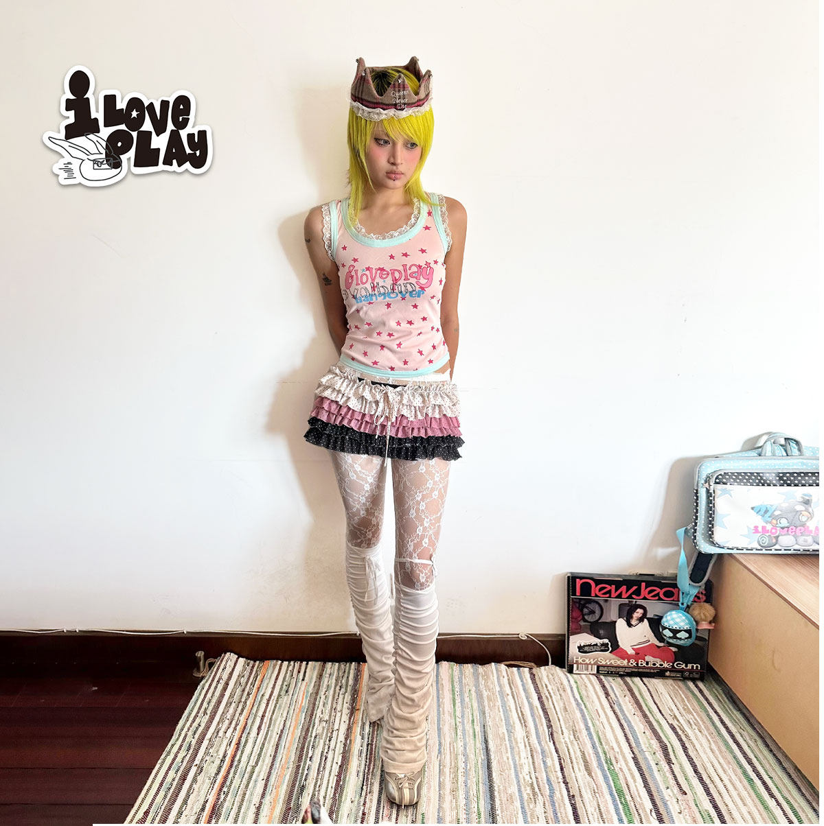 loveplay – Pink Lace Letter Tank Top camisole loveplay