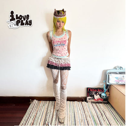 loveplay – Pink Lace Letter Tank Top camisole loveplay