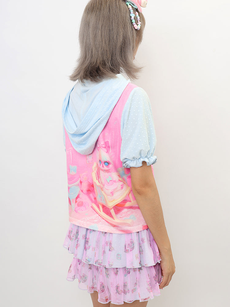 NIHON KIDS - Decora Kei Kitty Lantern Sleeve Top blouse NIHON KIDS