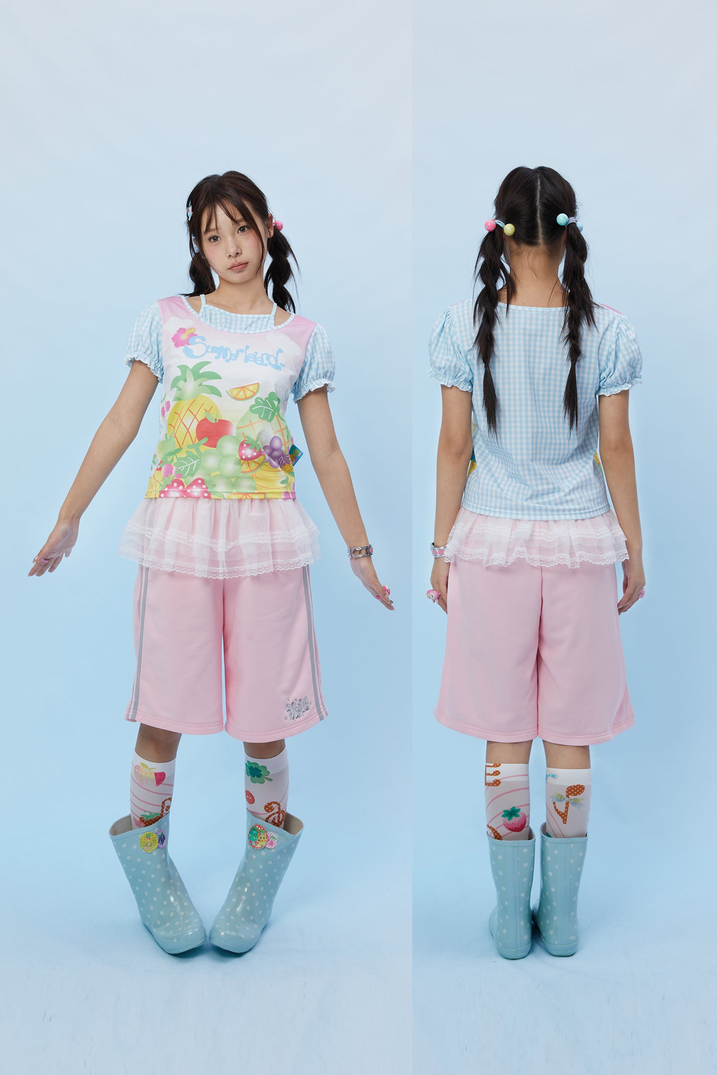 Frufru Lace-Trimmed Cotton Sports Shorts | Cute Girly Loungewear shorts frufru