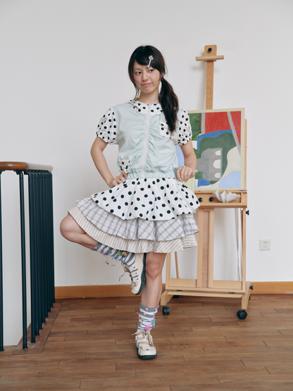 Have A Meal - Polka Dot Layered Bubble Skirt