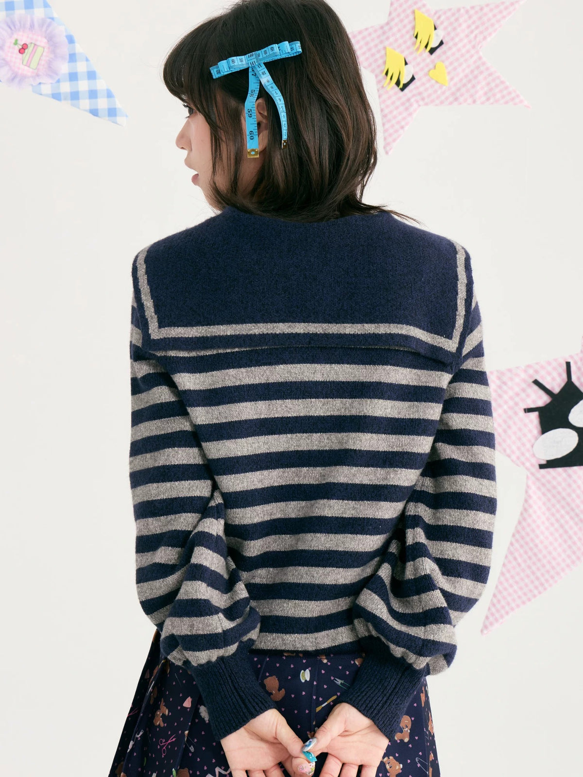 tntntutu - Teddy Striped Sailor Collar Knit Cardigan cardigan tntntutu