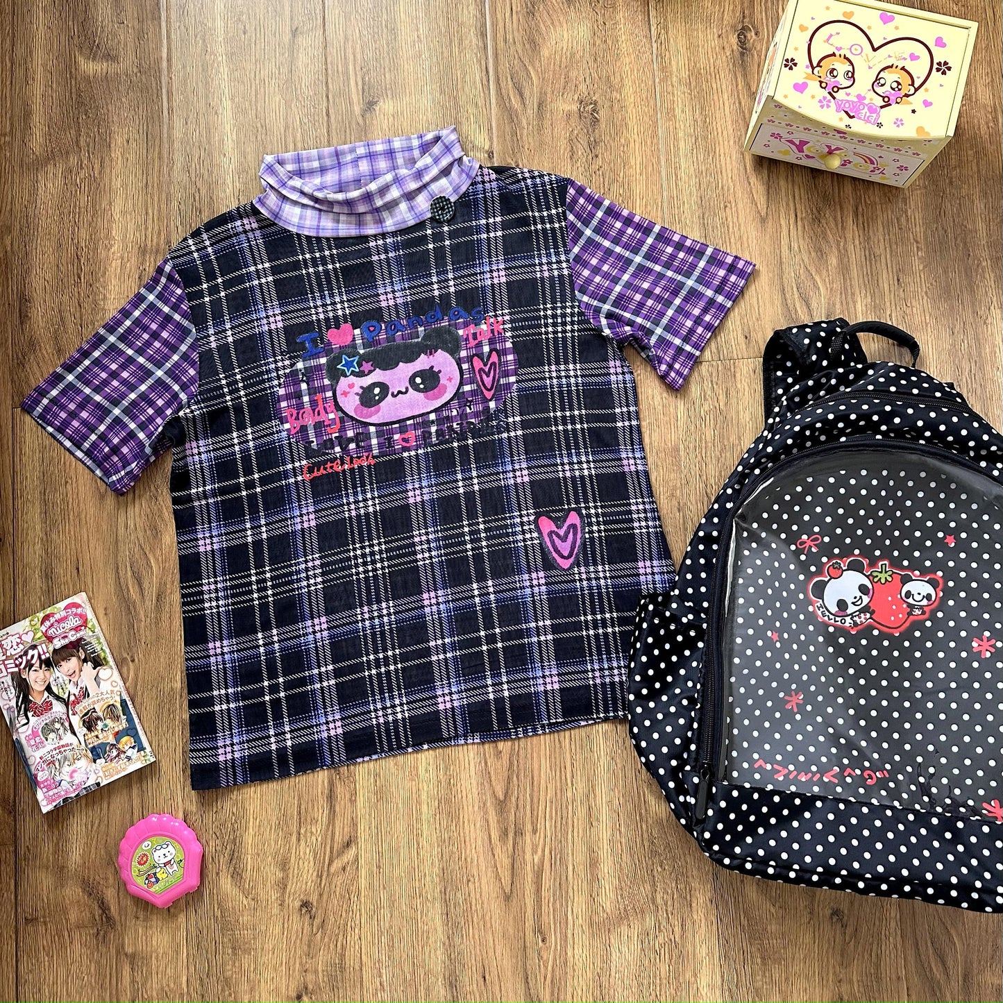 BodyTalk - Y2K Panda Mesh Short Sleeve Top tshirt bodytalk