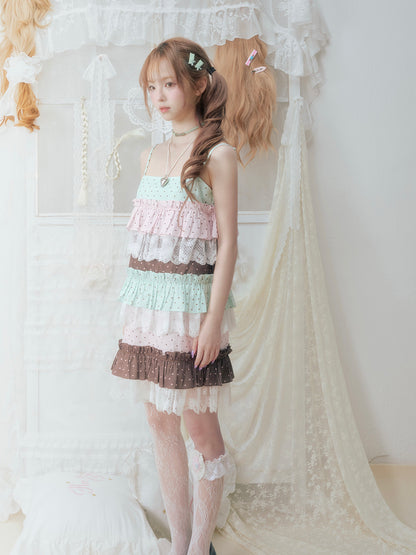 SOS SEAMSTRESS - Mint Polka Lace Cami Dress dress SOS SEAMSTRESS