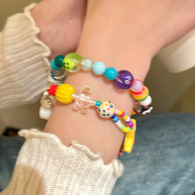 Decora Kei Bracelet – "Apple Star" Beaded bracelet Filpped