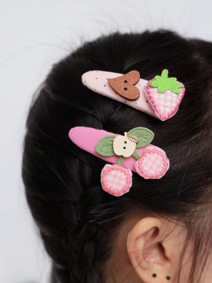 FRUITS - Strawberry Cherry Pink Hair Clip hair clip Fruits