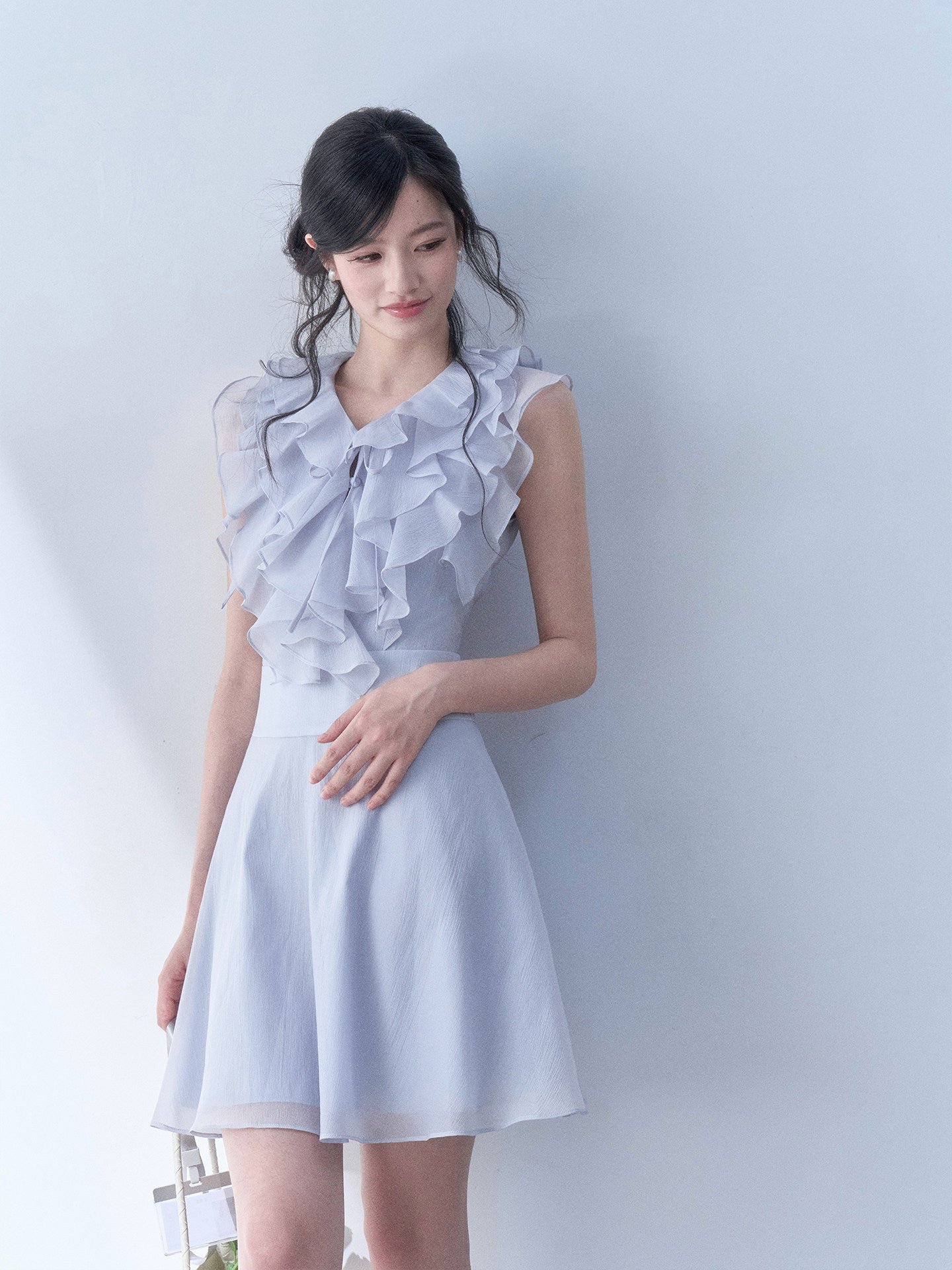 SOS SEAMSTRESS - Misty Blue Ruffle Dress dress SOS SEAMSTRESS