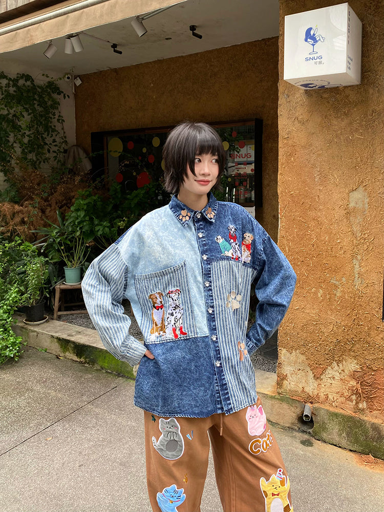 BIBULU - KidCore Embroidered Striped Long Sleeve Shirt shirt BIBULU