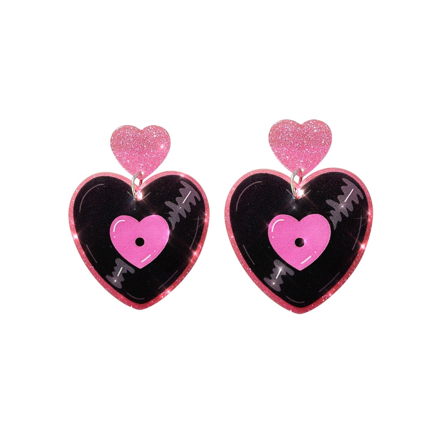 Strangelab - Y2K Earrings Disco Heart Record Acrylic Earrings earrings strangelab