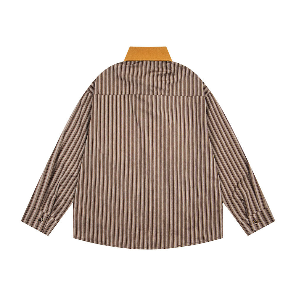 BIBULU - Japanese Cartoon Embroidered Stripe Shirt shirt BIBULU