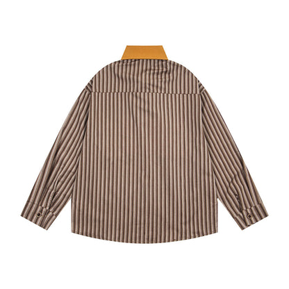 BIBULU - Japanese Cartoon Embroidered Stripe Shirt shirt BIBULU