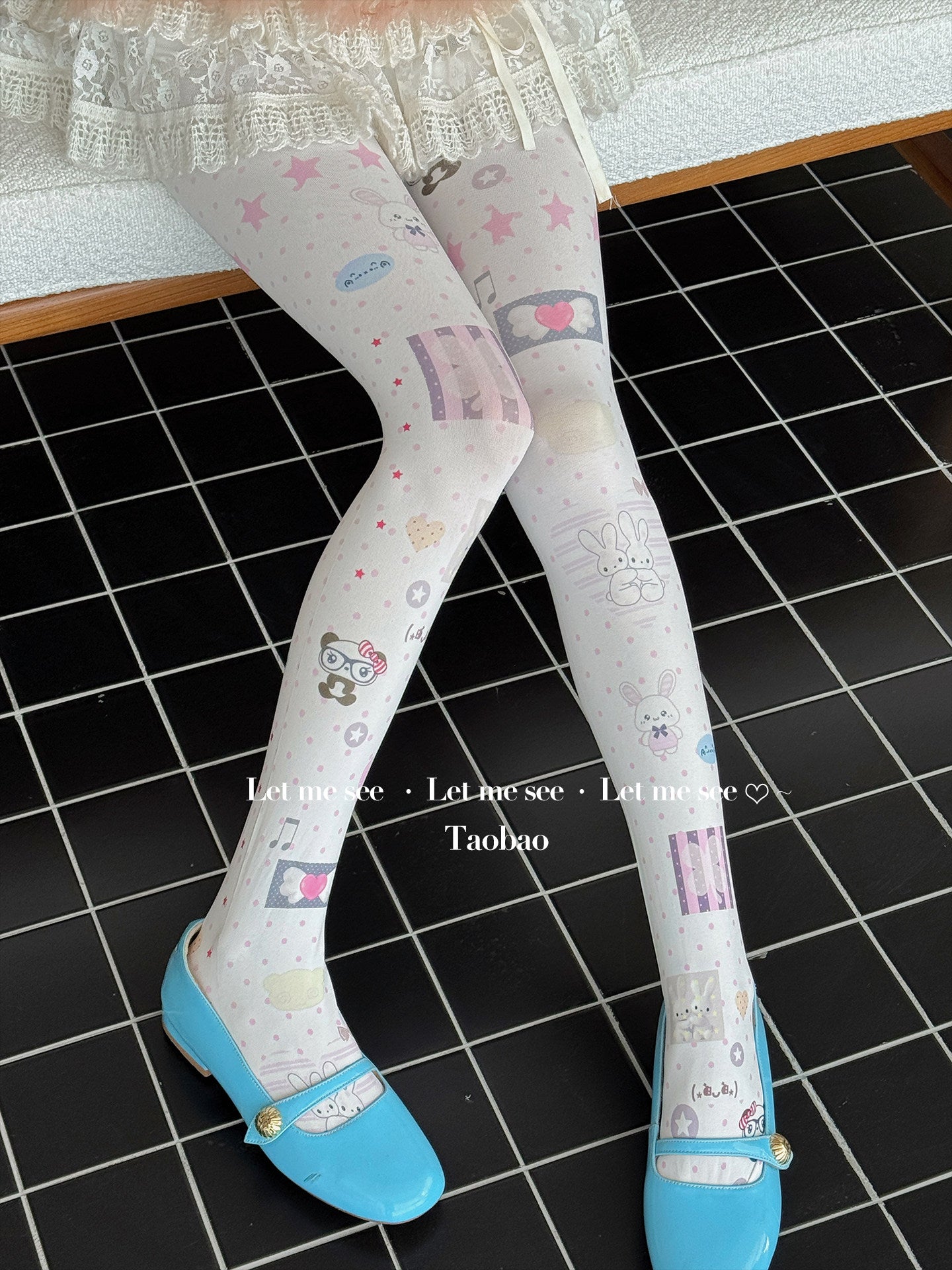 LET ME SEE - Cute Cartoon Printed Tights tights let me see