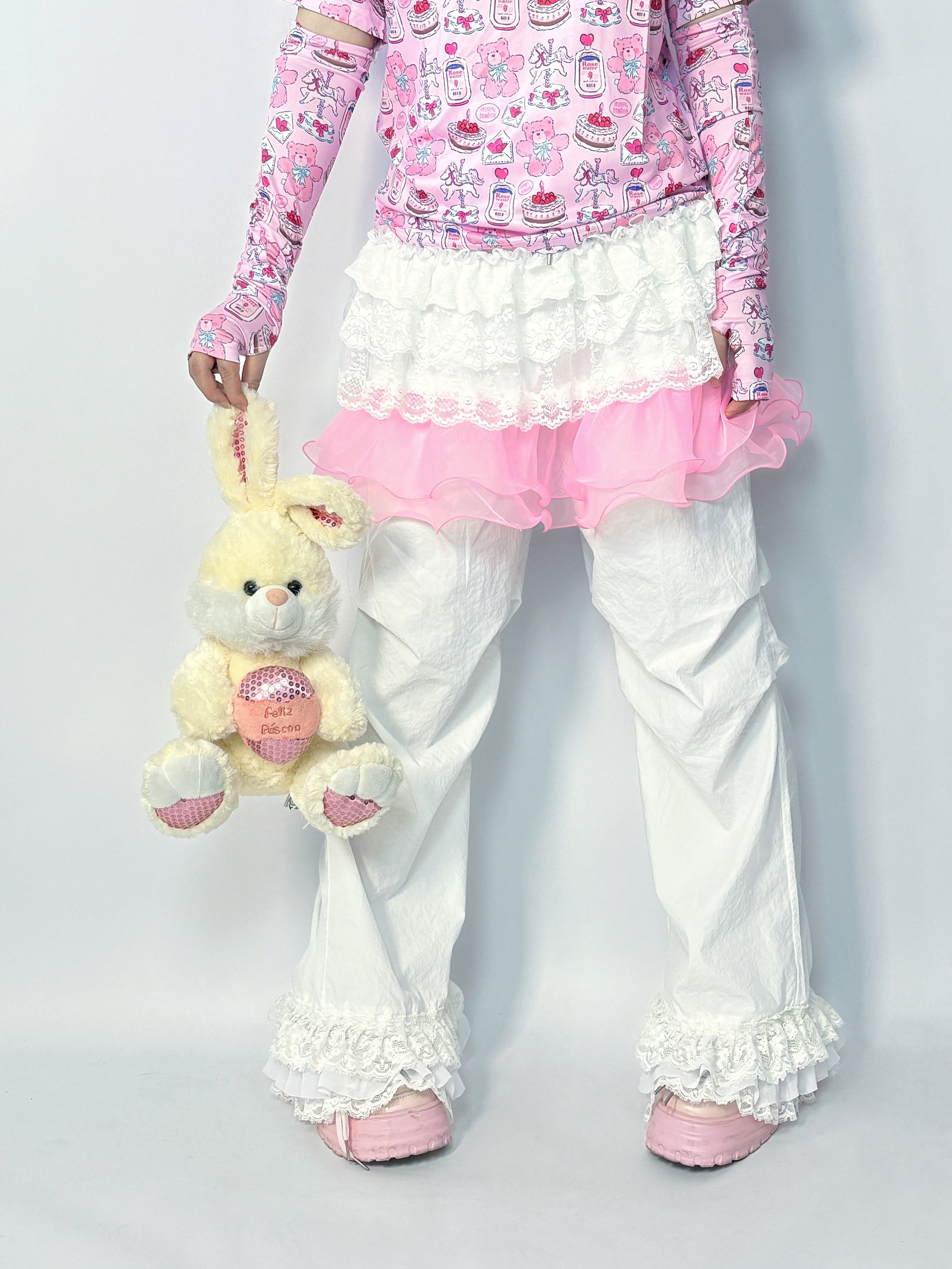 LEERROO Lace Wide-Leg Pants | Harajuku Cute Casual Trousers pants Leerroo