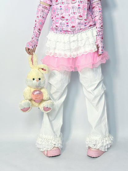 LEERROO Lace Wide-Leg Pants | Harajuku Cute Casual Trousers pants Leerroo