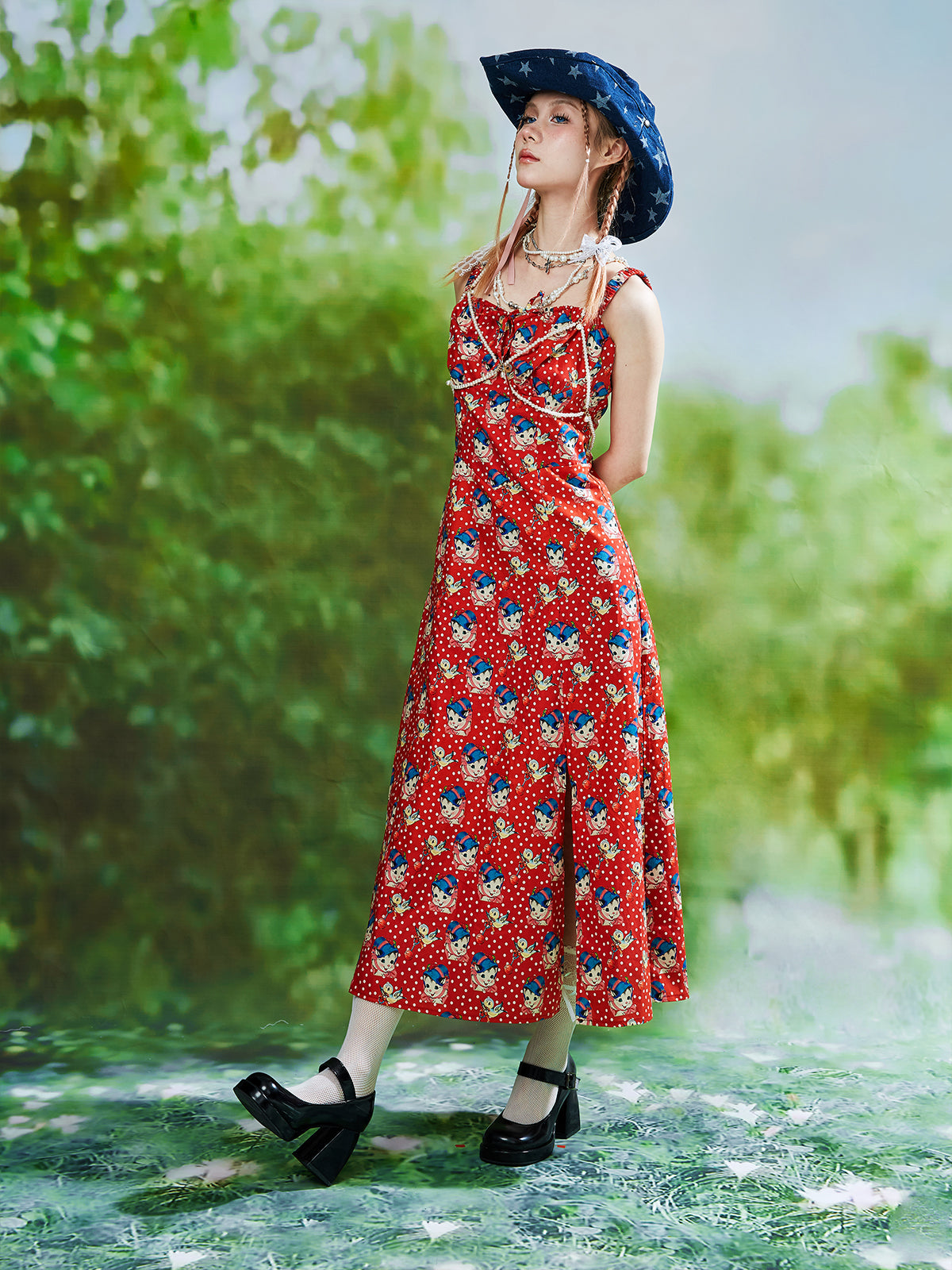 SOS MEME CLUB – Showa Retro Red Long Dress dress SOS MEME CLUB