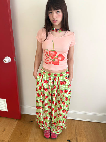 FRUITS - Strawberry Print Fitted T-Shirt | Kawaii Japanese Style Cute Top tshirt Fruits