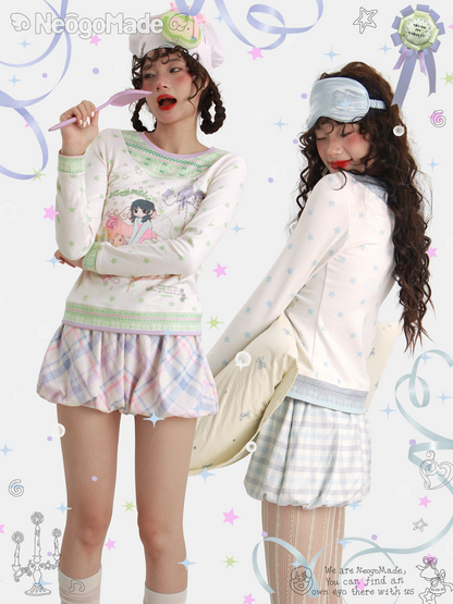 NeogoMade – Kawaii Knit Patchwork Layered Long Sleeve Tee shirt NeogoMade