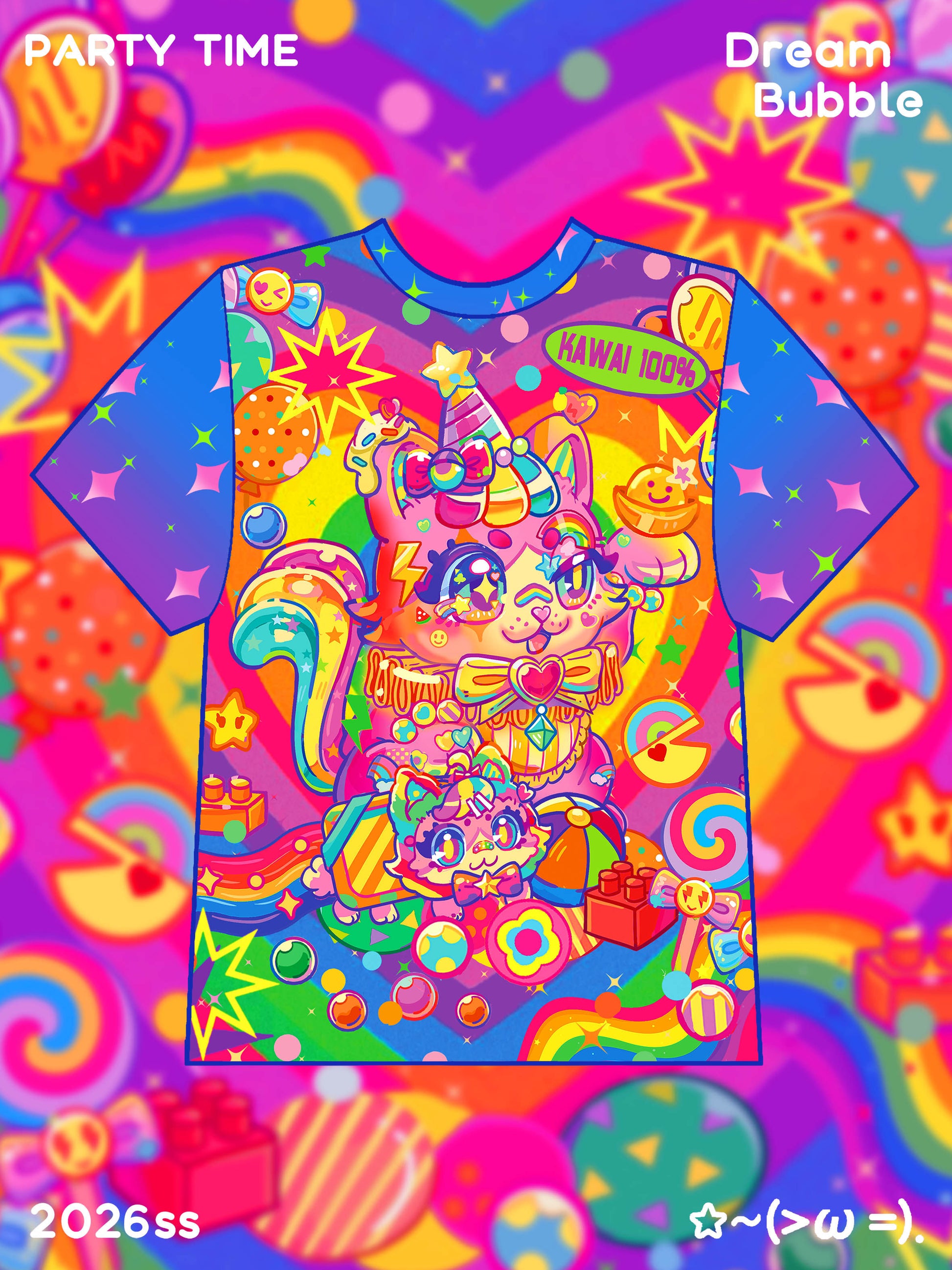 Dream Bubble - Blue Purple Cat Tee tshirt Dream Bubble