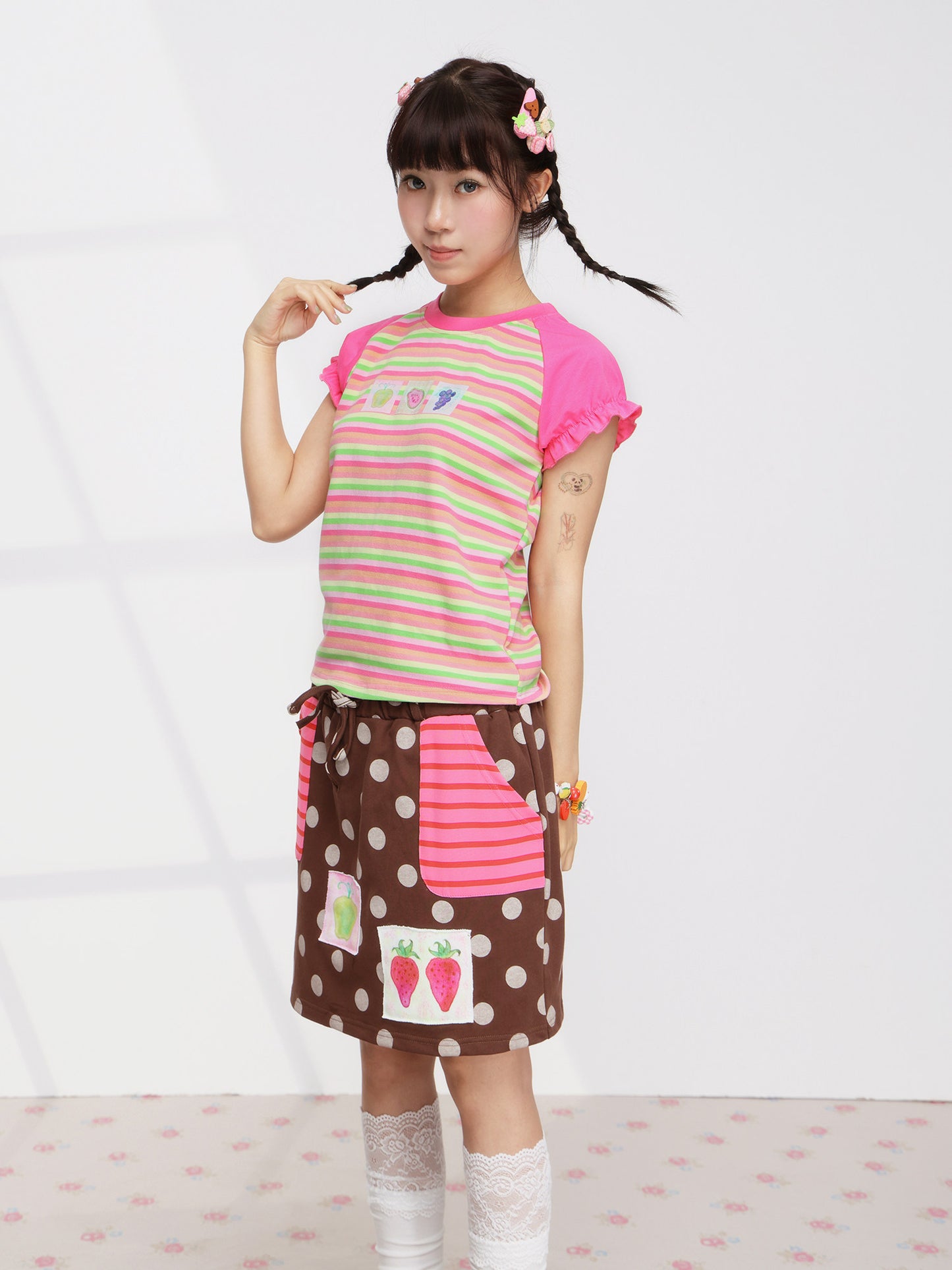 FRUITS - Stripe Puff Sleeve Tee tshirt Fruits
