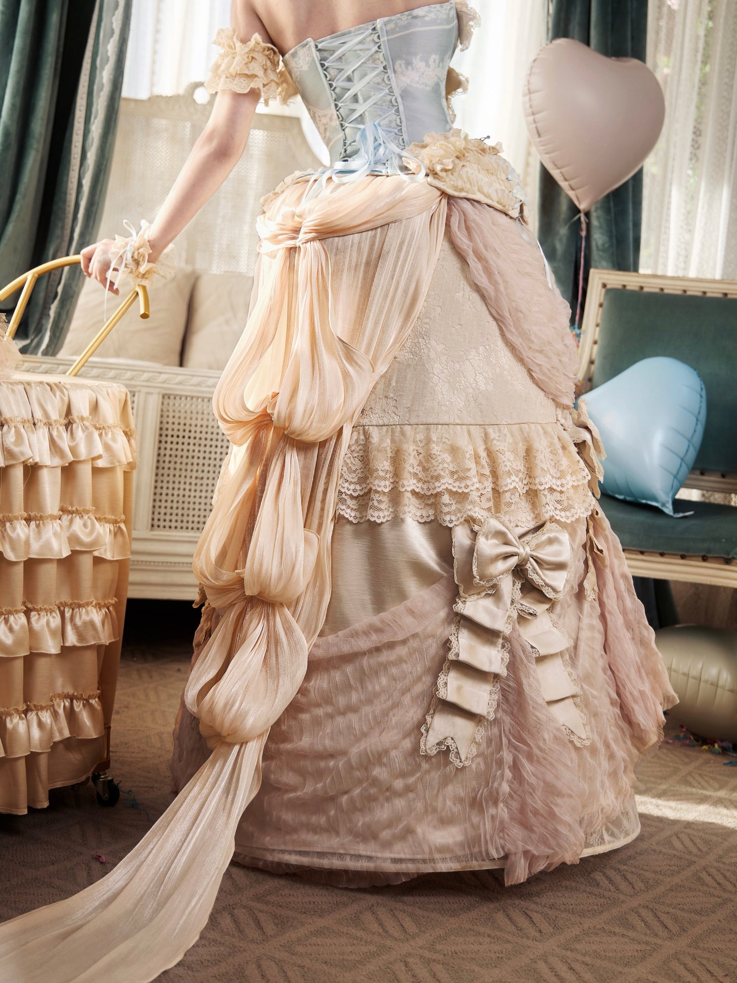 BLOOD SUPPLY - Mousse Soirée Rococo Lolita Bustle Skirt with Train dress BLOOD SUPPLY