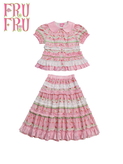 frufru - Vintage Cake Print Doll Collar Set set frufru