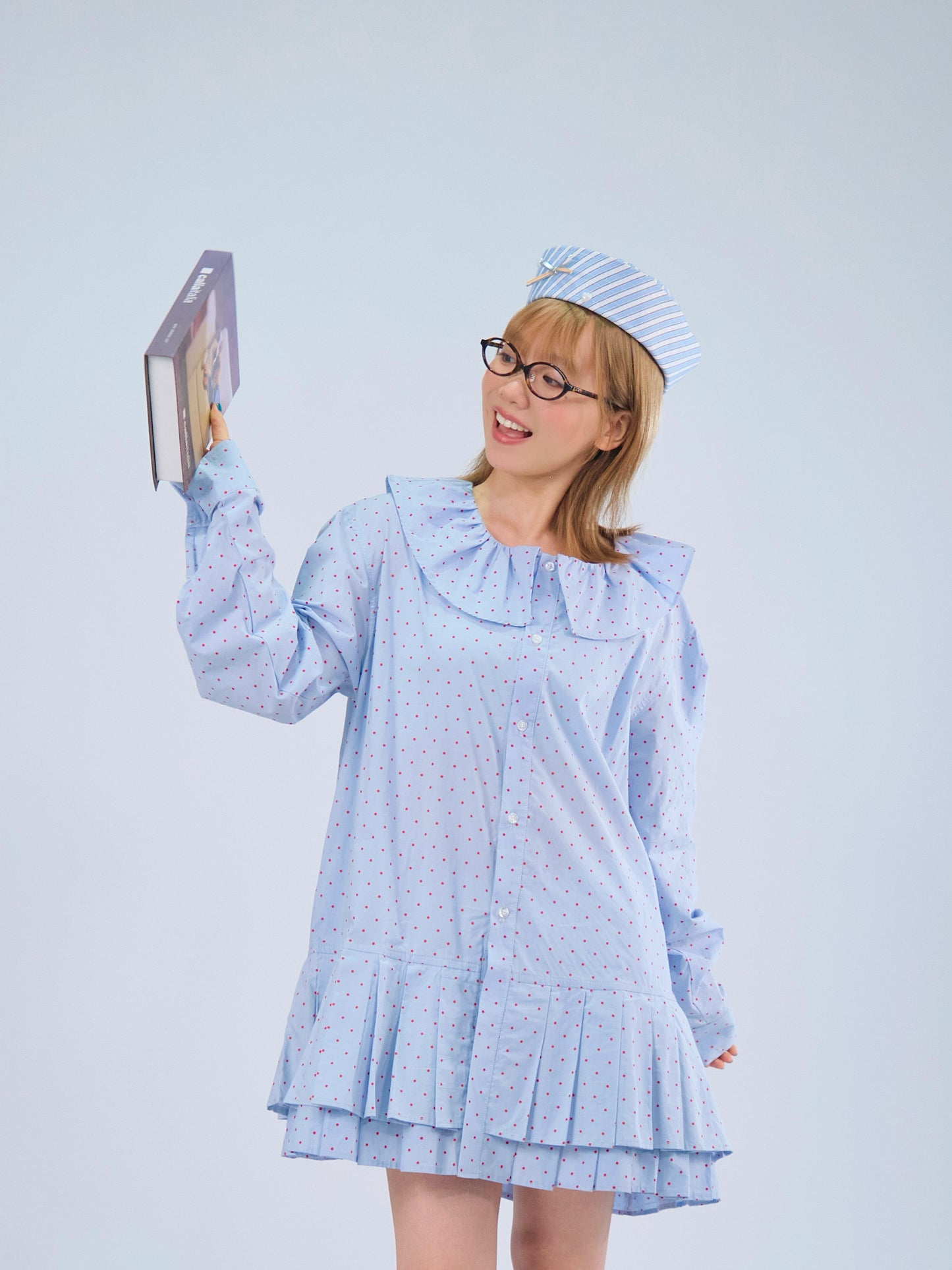 MeowMeow Bug - Vintage Polka Dot Pleated Shirt Dress