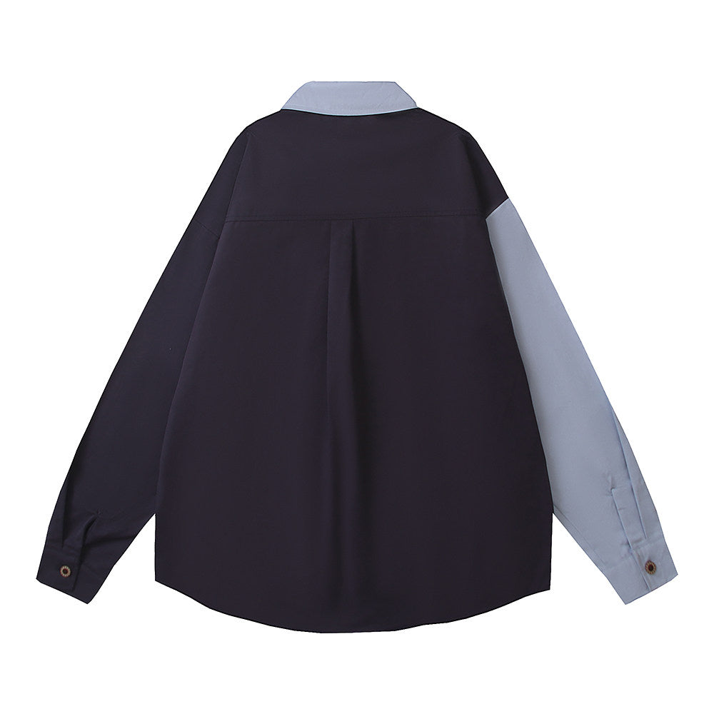 BIBULU - Color Block Cartoon Embroidered Long Sleeve Shirt shirt BIBULU