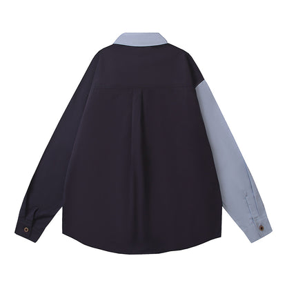 BIBULU - Color Block Cartoon Embroidered Long Sleeve Shirt shirt BIBULU