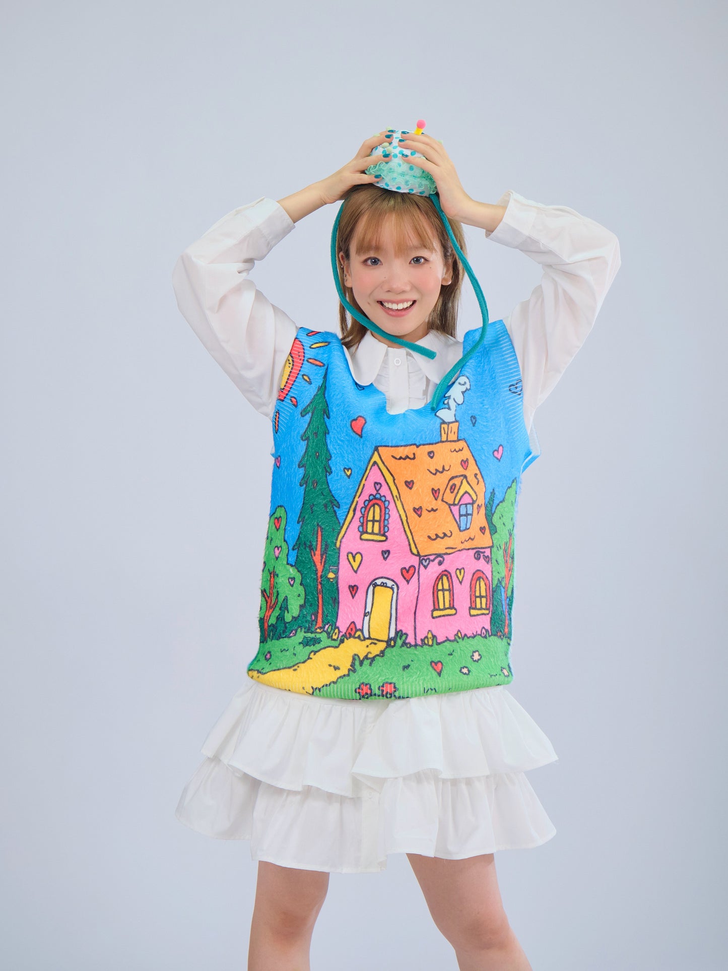MeowMeow Bug - Kidcore Cat Girl Knit Vest Soft Fuzzy Sleeveless Top