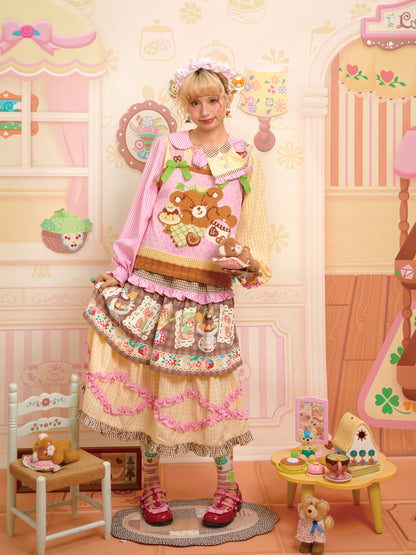 Lutra Jump - Decora Kei Pink Bear Tea Knit Tank Top tank top Lutra Jump