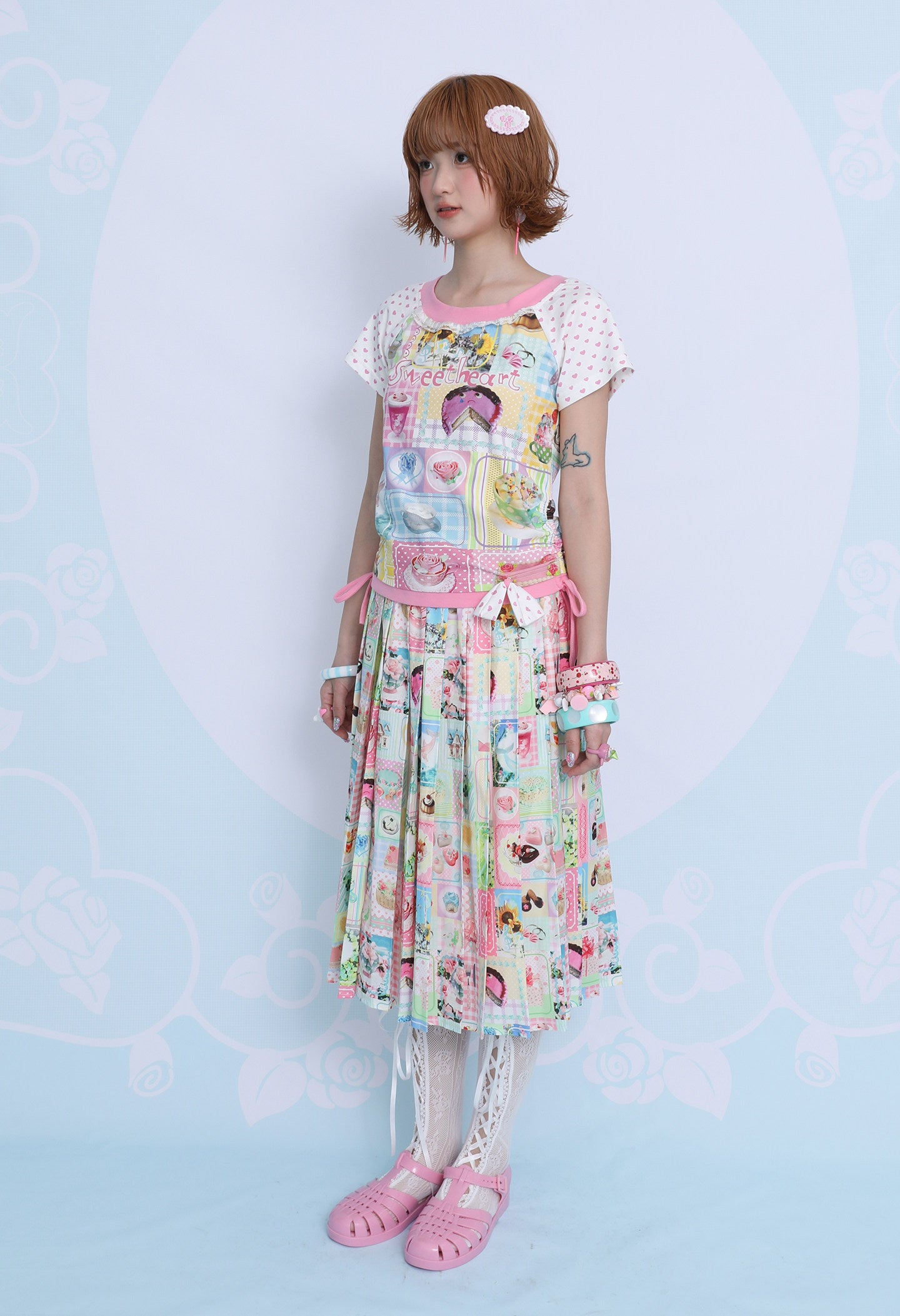 frufru - Cute Print Pleated A-Line Skirt skirt frufru