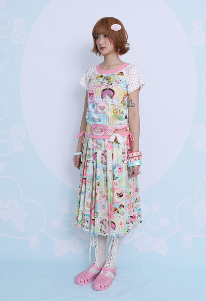 frufru - Cute Print Pleated A-Line Skirt skirt frufru