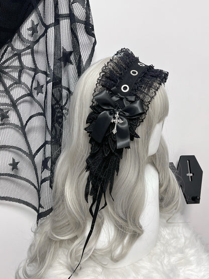 1Gangster Inn - Wing Lace Gothic Lolita Headband hairband 1GASTERINN
