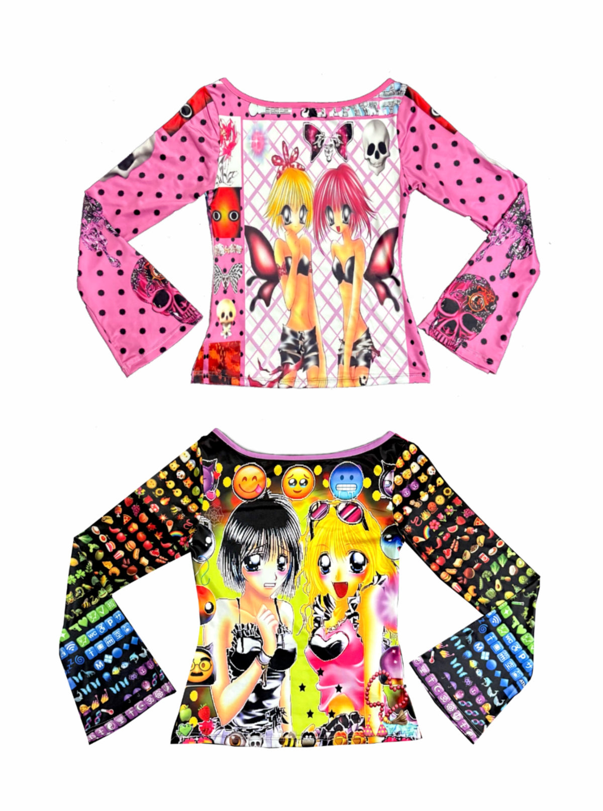 ki00bi00 - Reversible Skull Cartoon Long Sleeve Tee shirt ki00bi00