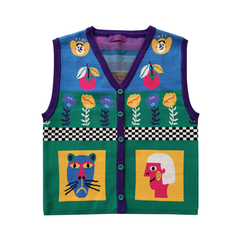 uodycoco – Colorblock Knit Vest Top vest uodycoco
