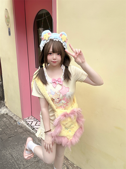 Dear Doll - Star Balloon Lace Collar Tee Dress dress dear doll