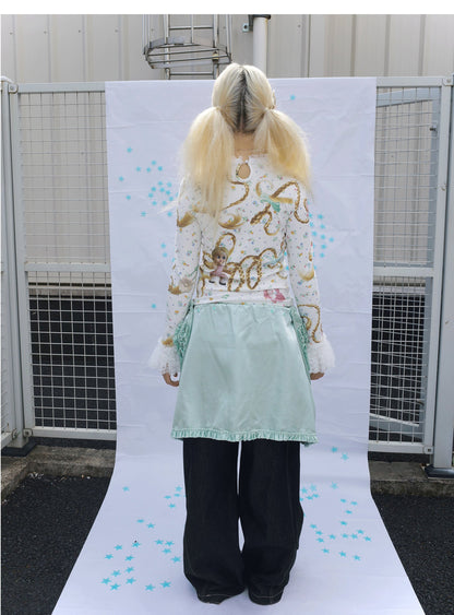 sillysis - Golden-Haired Girl Floral Ruffle Top shirt sillysis