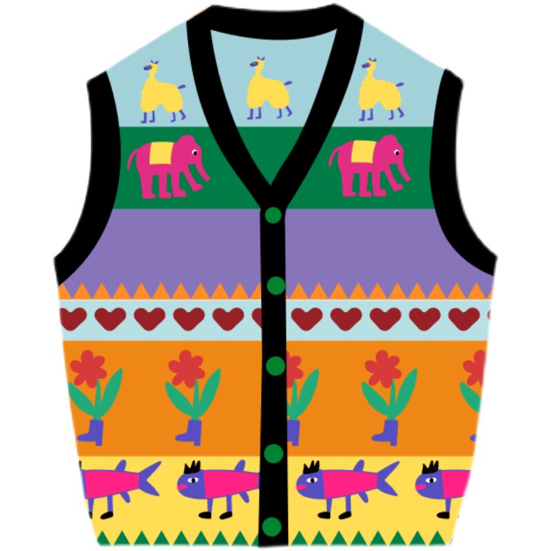 uodycoco – Heart Pattern Knit Vest vest uodycoco