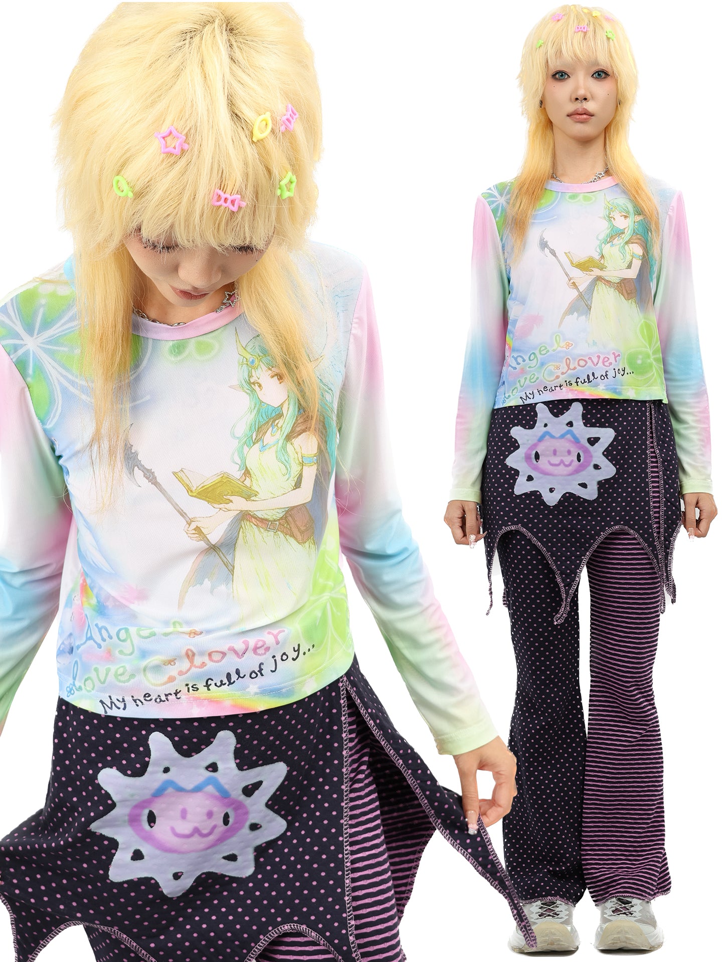 NIHON KIDS - Decora Kei Long Sleeve Top Colorful Cute