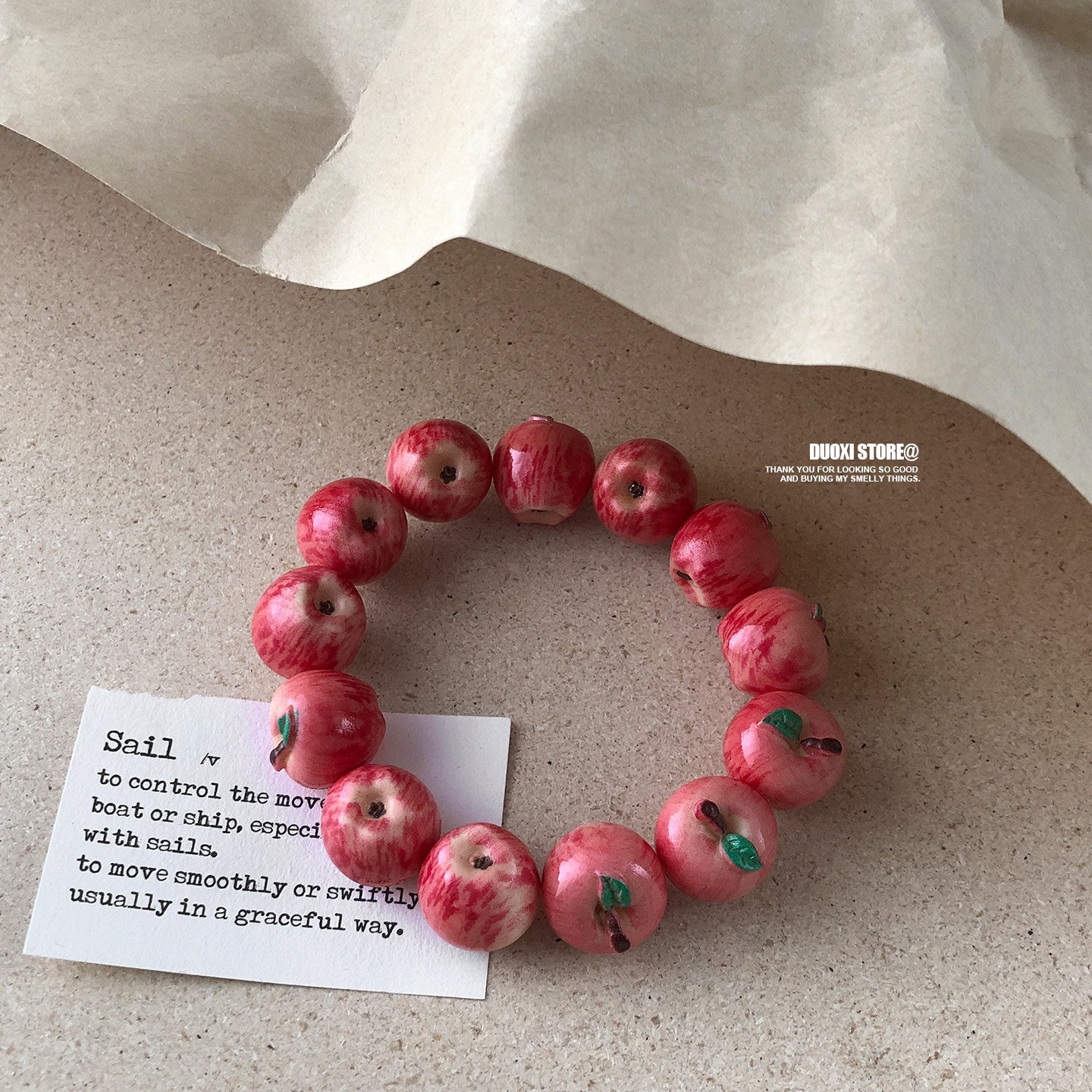Duoxi - Kawaii Lucky Apple Fruit Charm Beaded Bracelet bracelet DuoXi