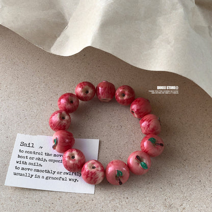 Duoxi - Kawaii Lucky Apple Fruit Charm Beaded Bracelet bracelet DuoXi